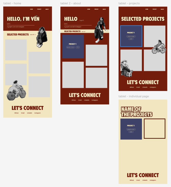 New tablet portfolio wireframe