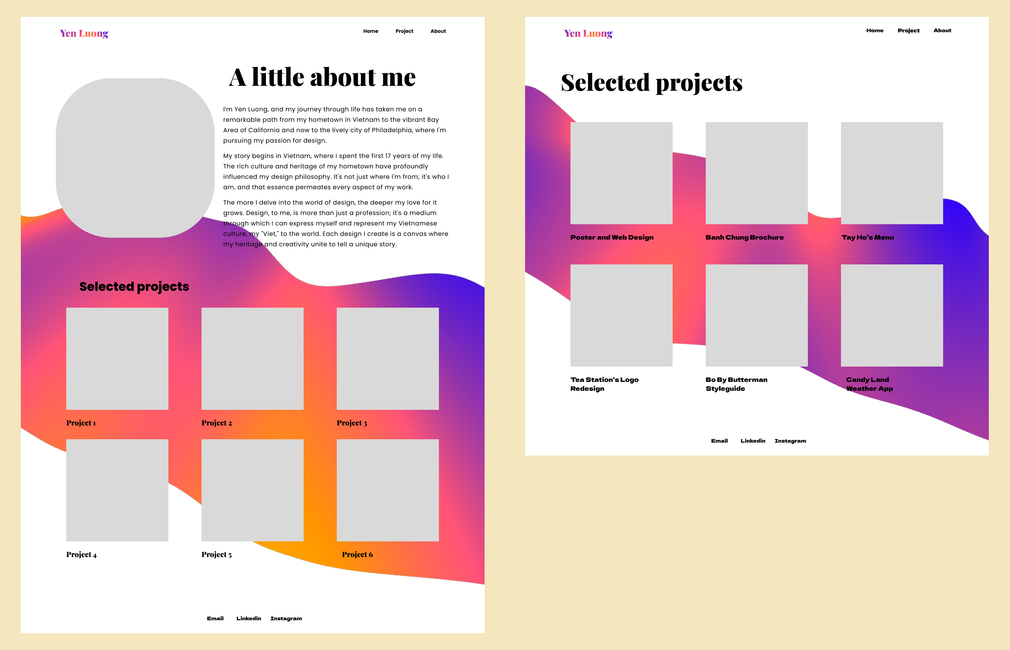 Old desktop portfolio wireframe