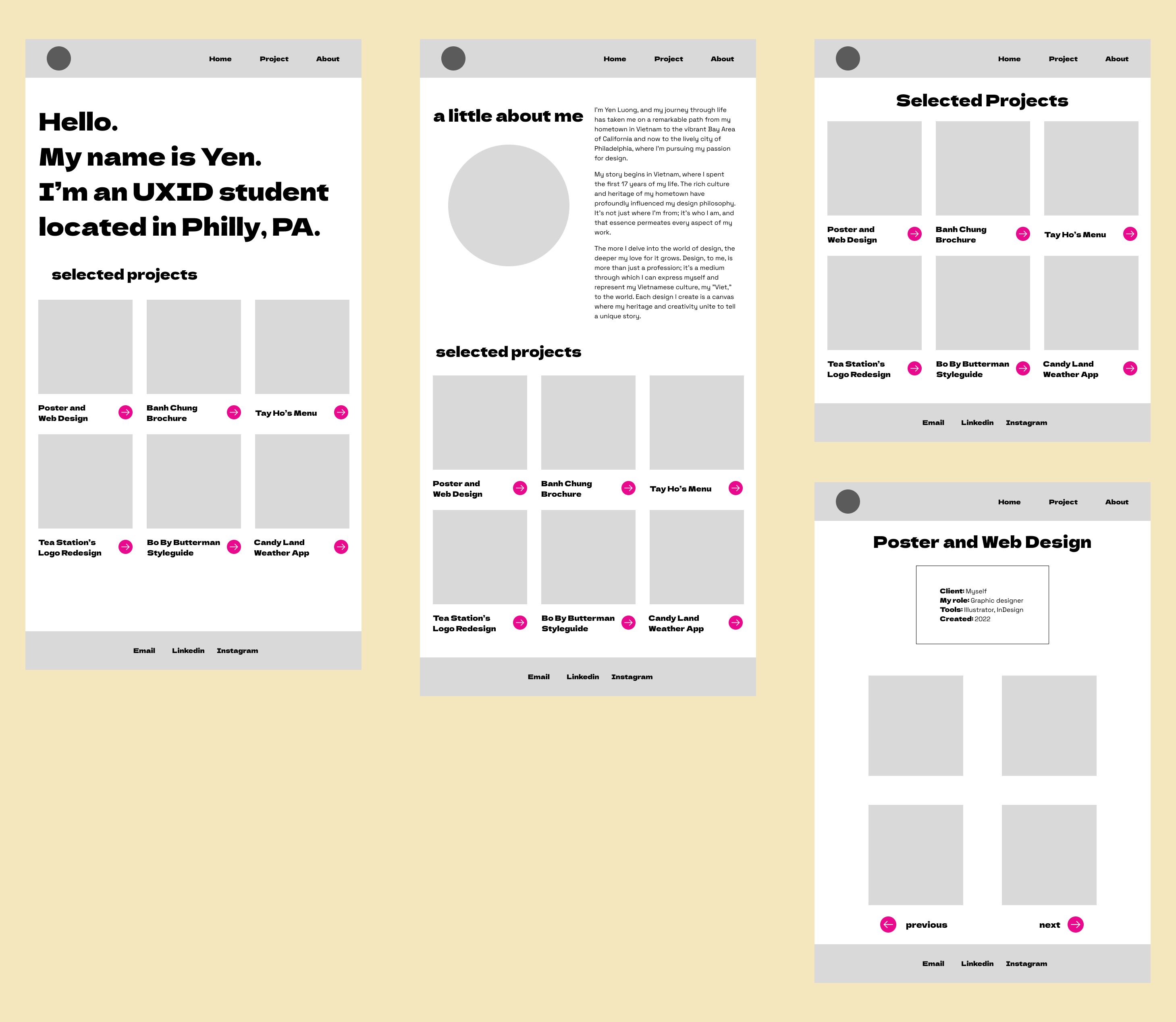 old tablet portfolio wireframe